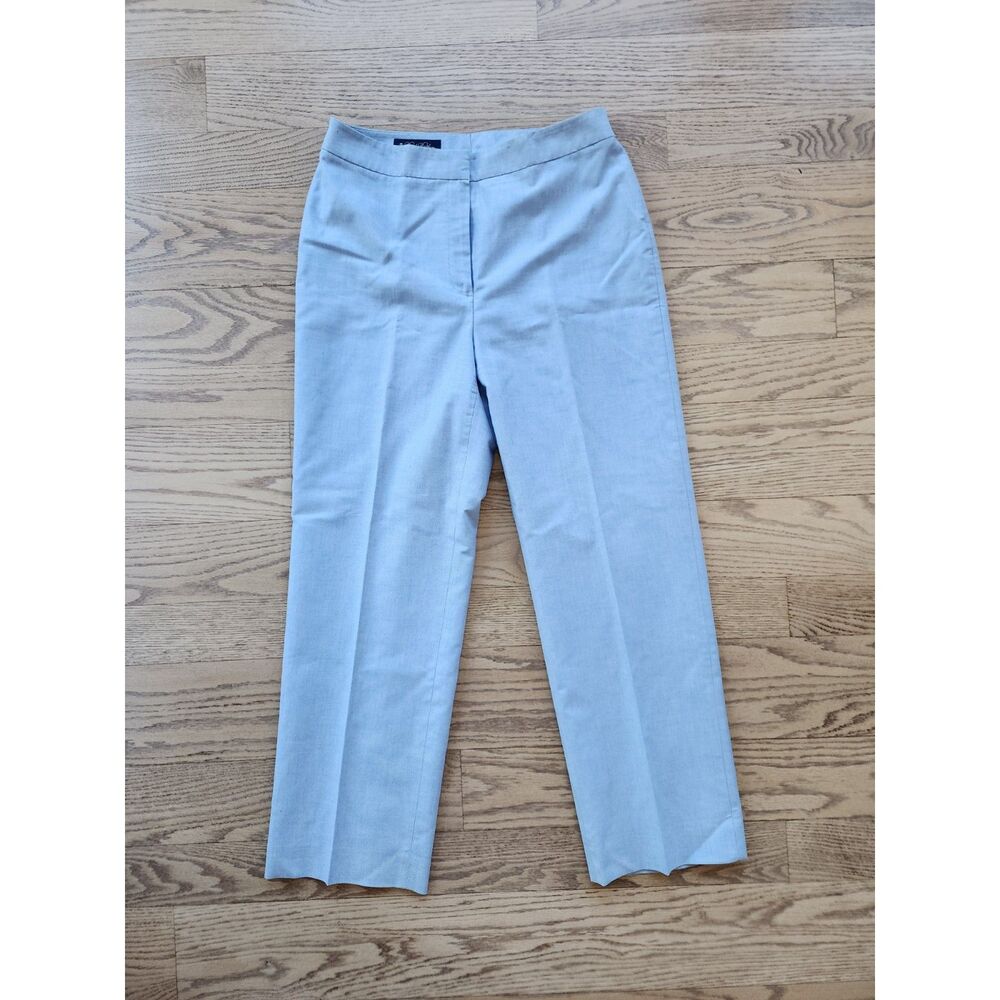 Brooks Brothers Womens 6 Tailored Pants Center Press Cotton Chambray Blue Office